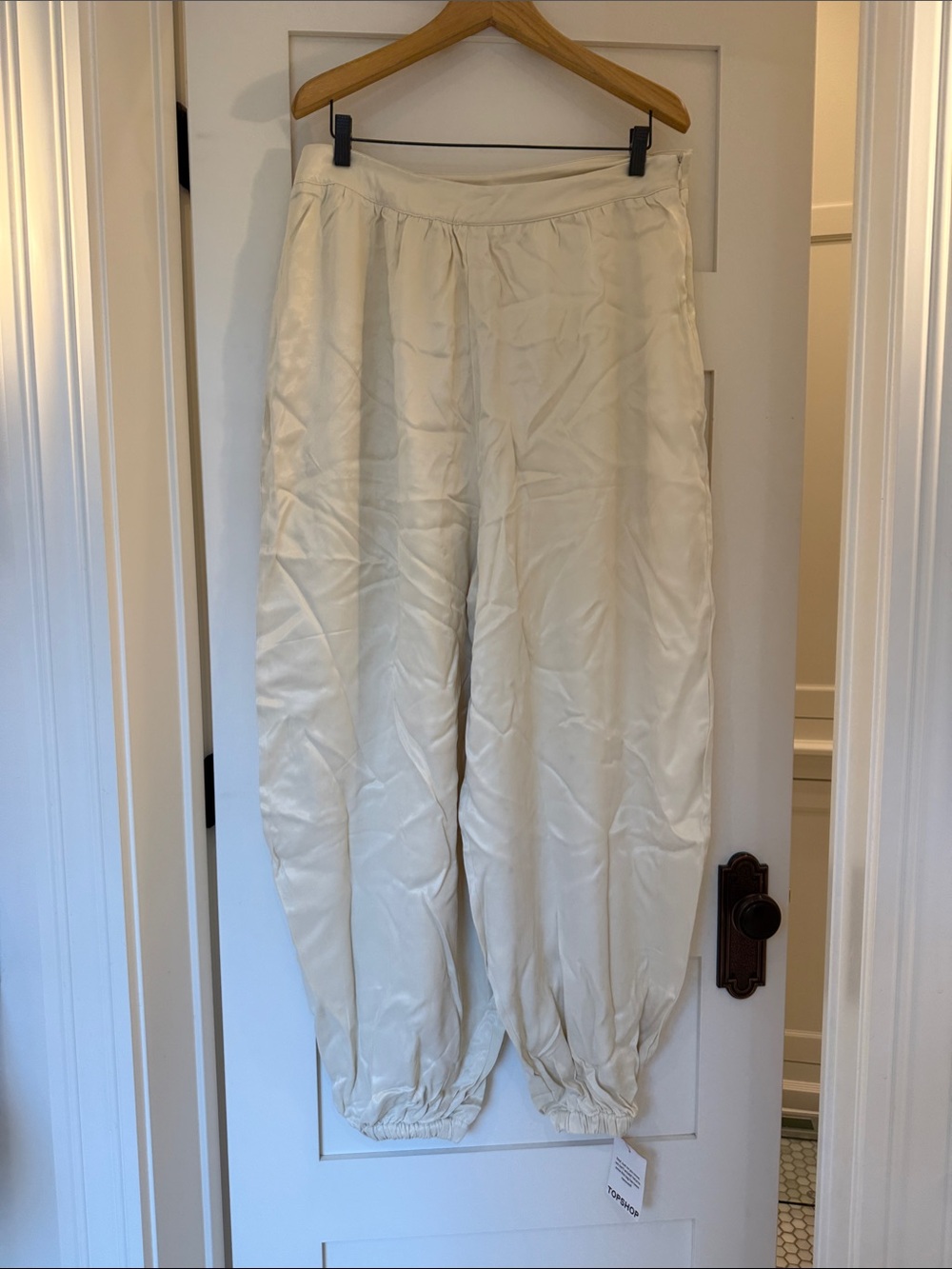 Topshop Cream Balloon Wide Leg Pants